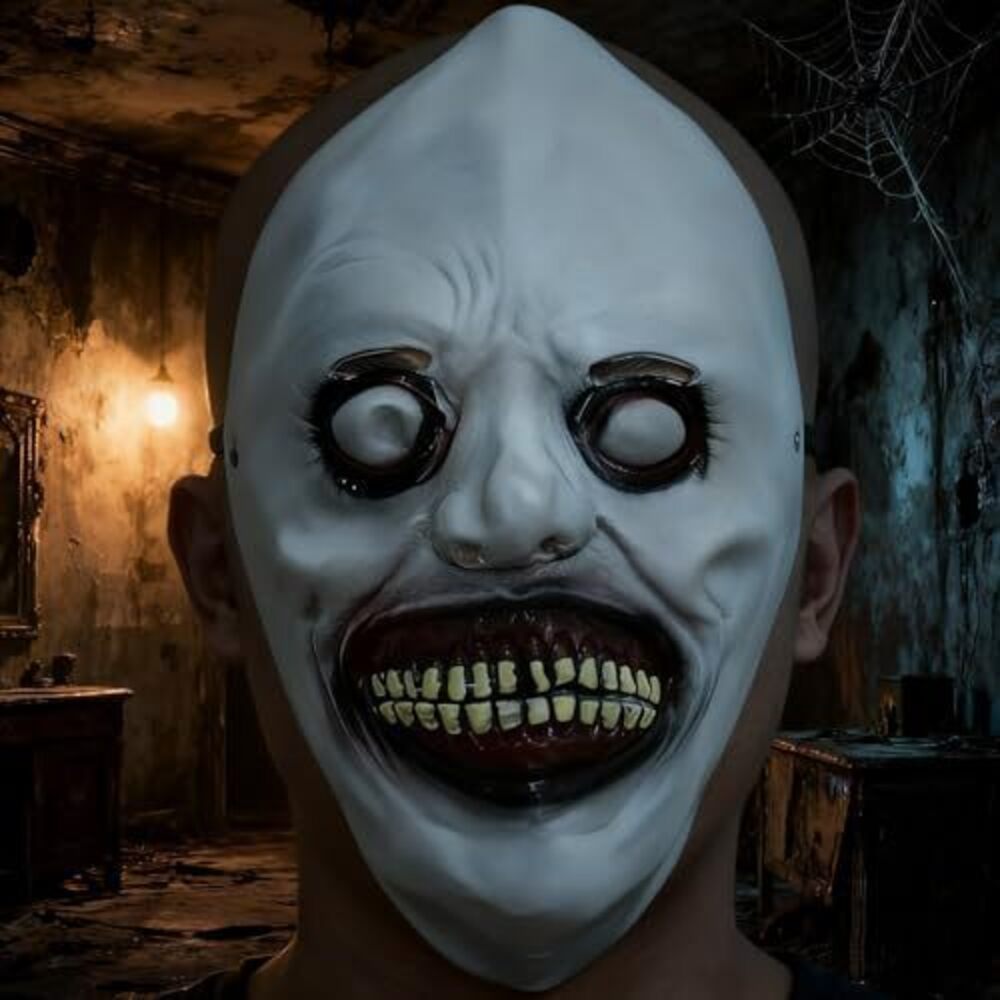 8391 Scary Horror Vampire Mask Smiling Demons Scariest Creepy White Masks - Picture 2 of 5